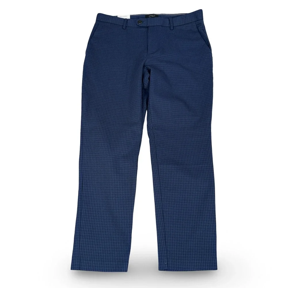 Banana Republic Grayson Slim Tapered Ankle‎ Pant Mens 33x30 Blue Micro Check New